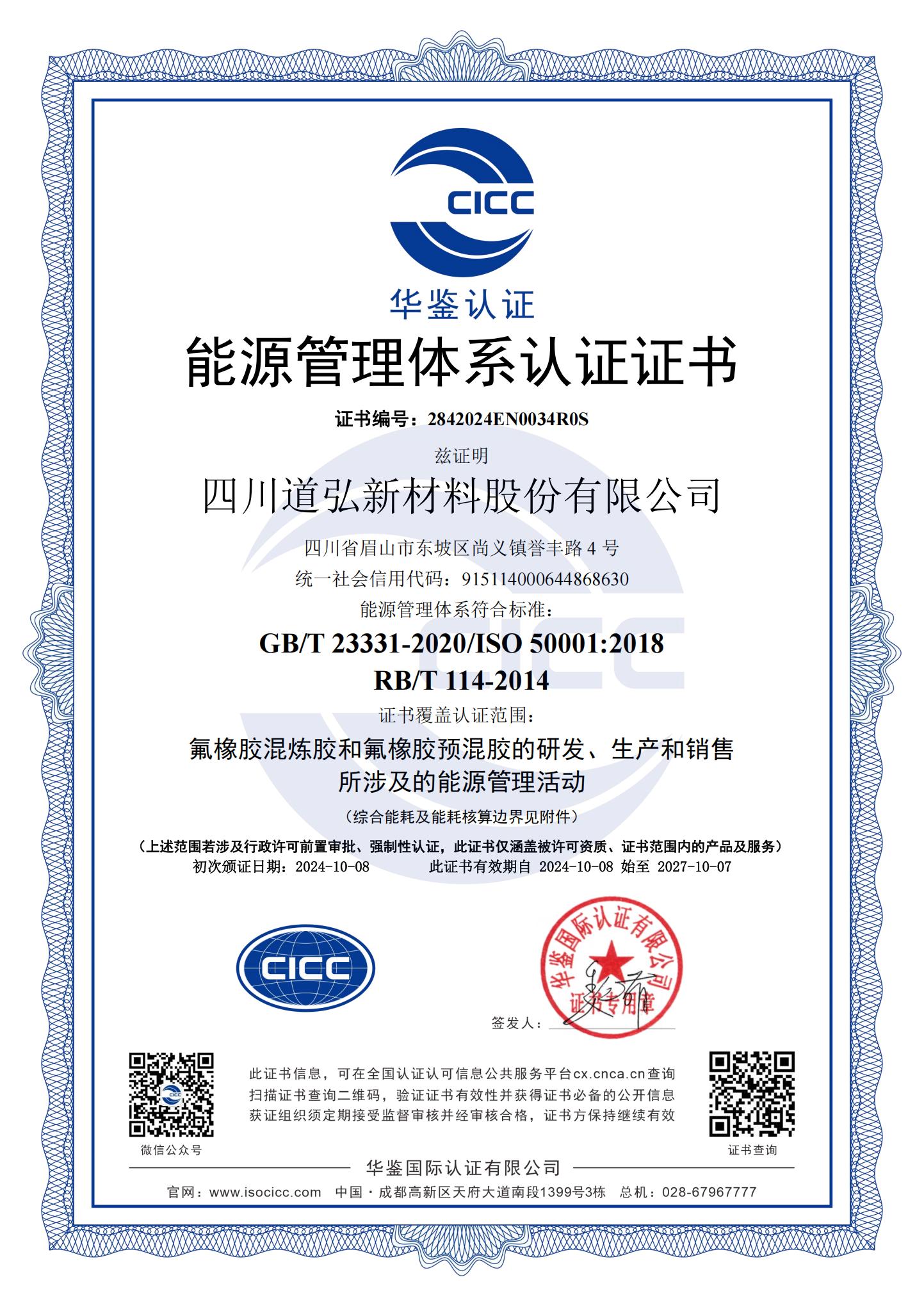 能源證書  ISO50001